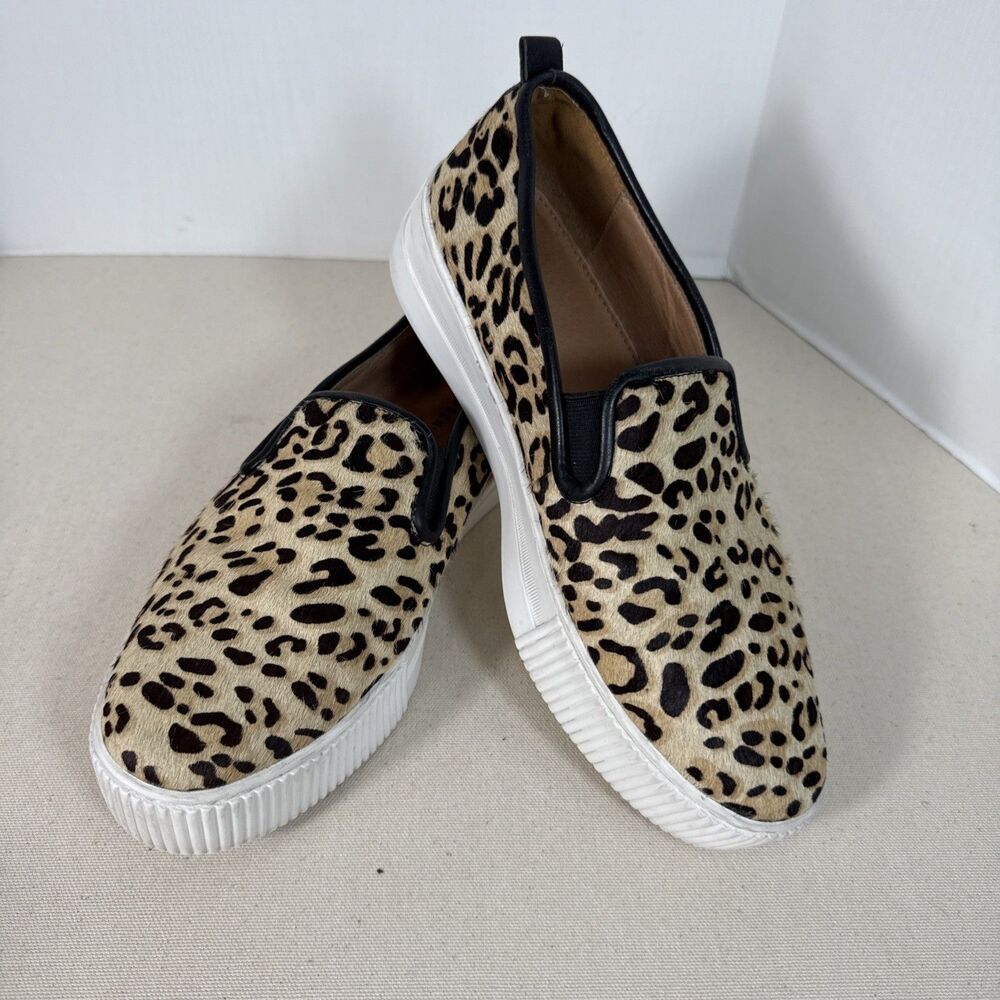 Halogen Leopard Print Platform Slip On Flats Shoes Womens Size 8M Animal Loafer